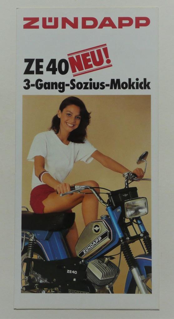 Zündapp Folder (1981) met Mokick ZE 40 (14 x 30 cm./6 blz.), Fietsen en Brommers, Verzenden, Zo goed als nieuw