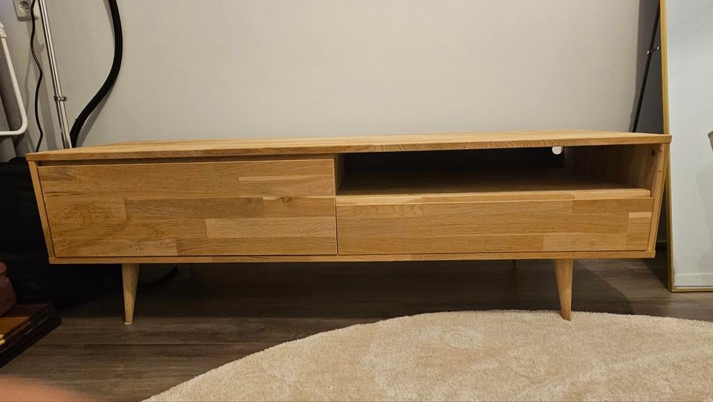 WOOOD Tygo Eikenhouten TV-Meubel - 150x47x44 cm, Ophalen, 25 tot 50 cm, Minder dan 100 cm