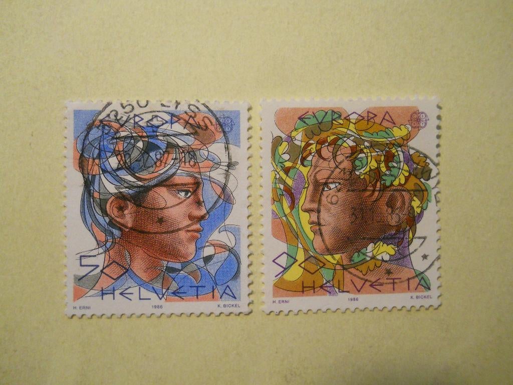 Zwitserland 1986 Europa serie Mi.1315-1316 gestempeld, Ophalen of Verzenden, Gestempeld