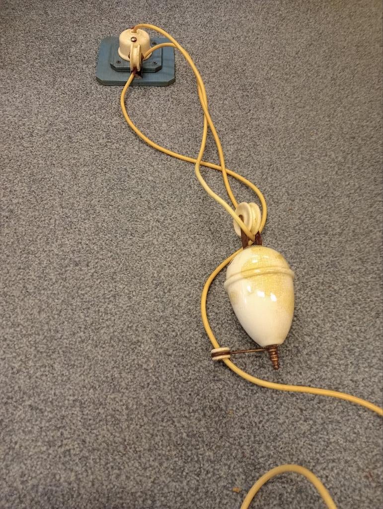 Vintage industriële hanglamp met porseleinen fitting, Ophalen of Verzenden