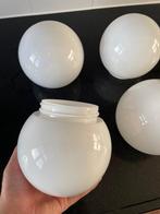 4 vintage opaline plafondlampen met bolvorm, Ophalen of Verzenden, Zo goed als nieuw, Glas