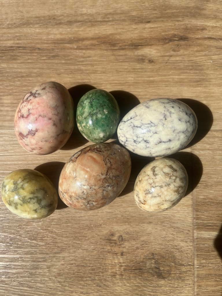 Zware massief marmeren eieren - Decoratieve set, Verzamelen, Ophalen of Verzenden