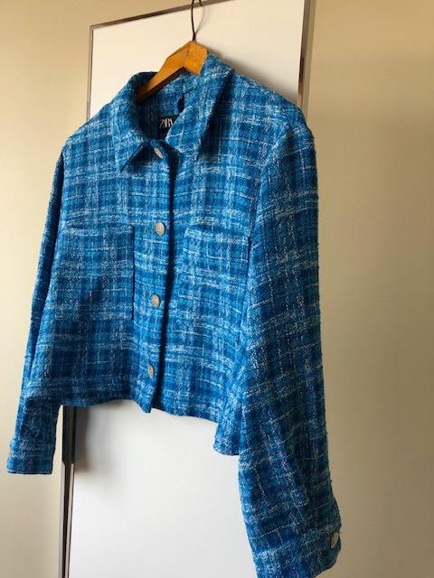 Tweed jasje van Zara., Blauw, Zara, Maat 42/44 (L), Ophalen of Verzenden