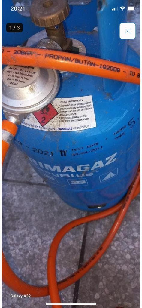 Gasfles met gasslang (keuringsdatum verlopen), Ophalen of Verzenden, Gebruikt