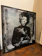 Groot Jimmy Hendrix Schilderij - 120 x 120 cm zwart wit, Antiek en Kunst, Ophalen