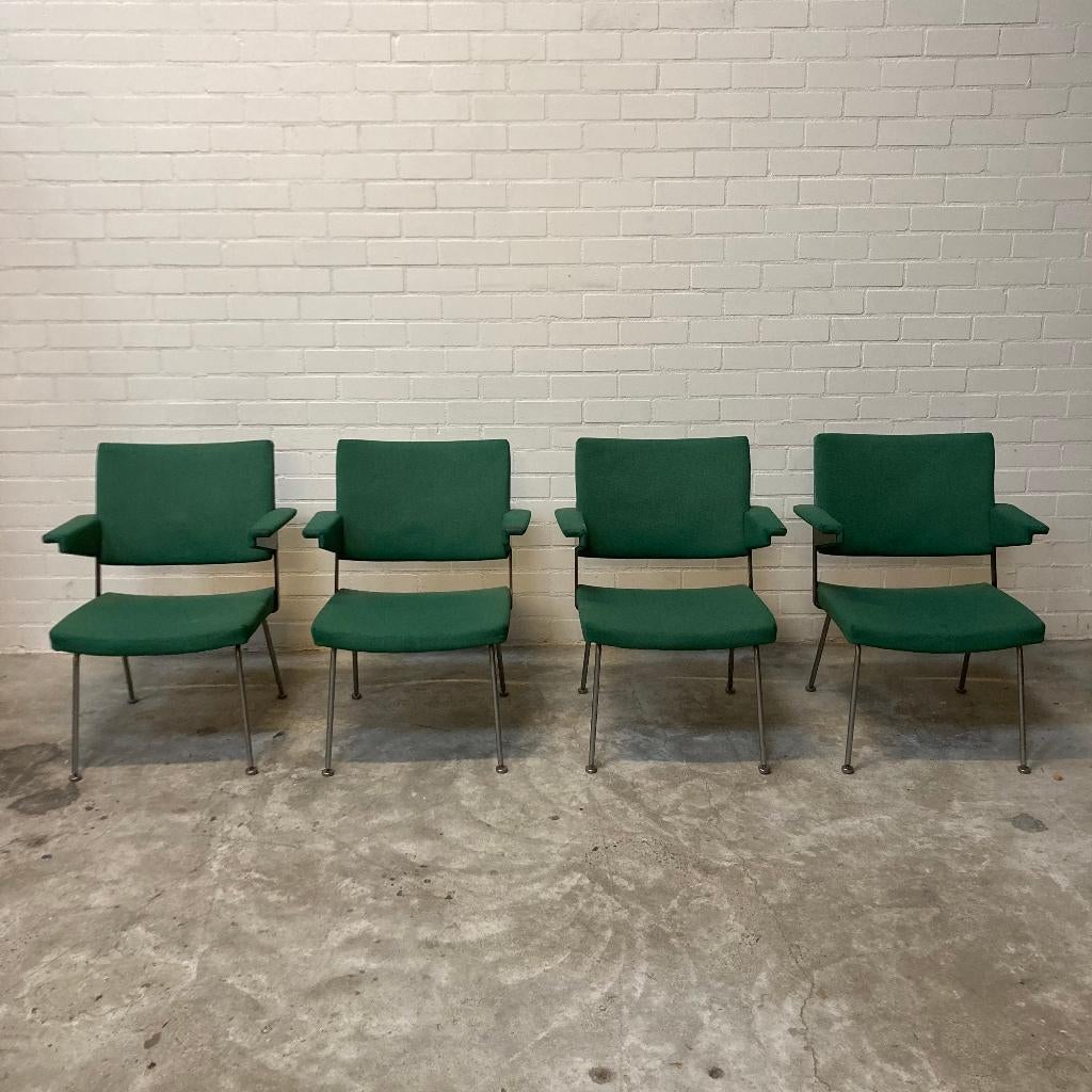 Vintage design Gispen Cordemeyer fauteuils stoelen groen, Ophalen, Gebruikt, 75 tot 100 cm