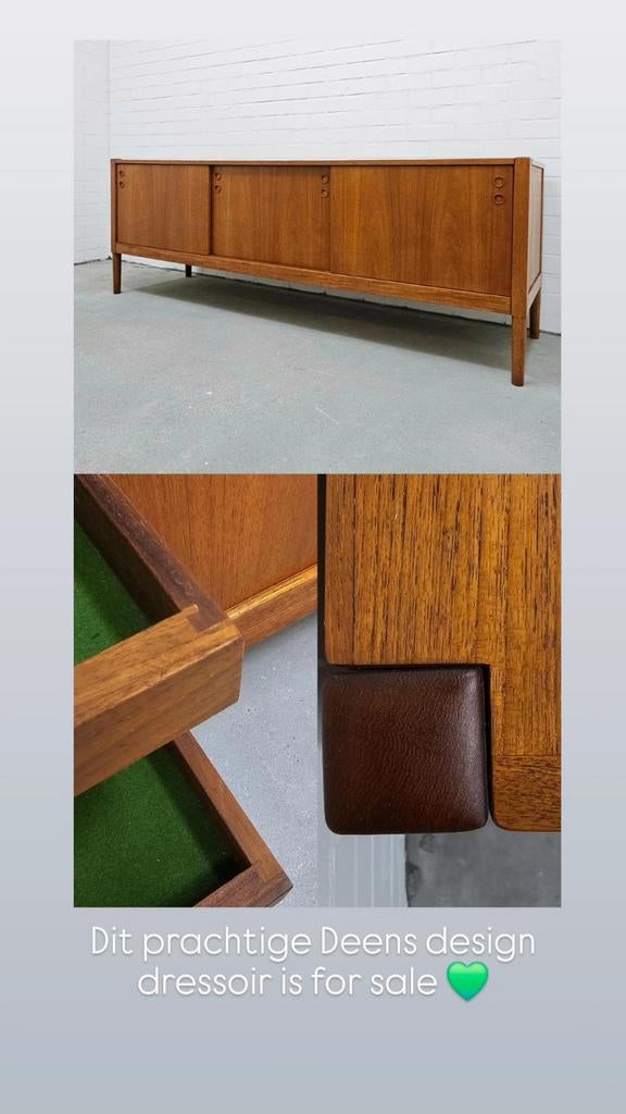 Vintage Deens dressoir lowboard wandkast kast, Ophalen, Zo goed als nieuw, 25 tot 50 cm, 150 tot 200 cm