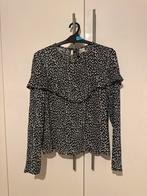 H&M Blouse met dierenprint en ruches, maat S, Kleding | Dames, Ophalen of Verzenden, Zo goed als nieuw, Maat 36 (S), Zwart