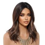 Pruik halflang haar in laagjes met pony kastanjebruin met ca, Sieraden, Tassen en Uiterlijk, Uiterlijk | Haarverzorging, Ophalen of Verzenden