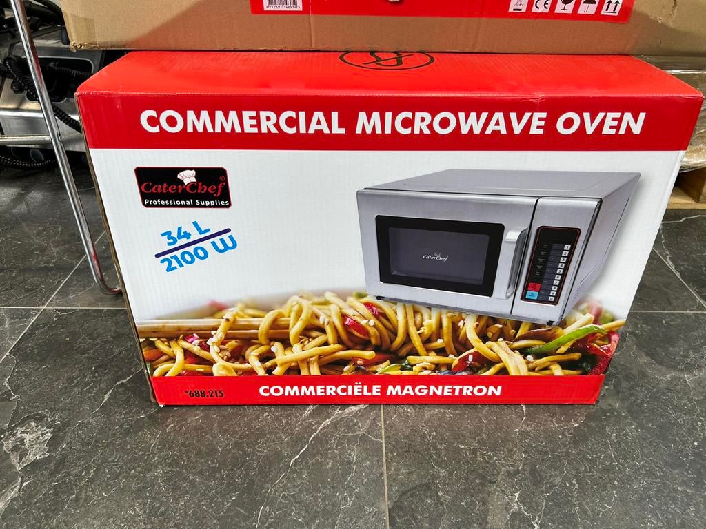 CaterChef Commerciële Magnetron 34L 2100W, Nieuw, Ophalen of Verzenden, Magnetron, 45 tot 60 cm