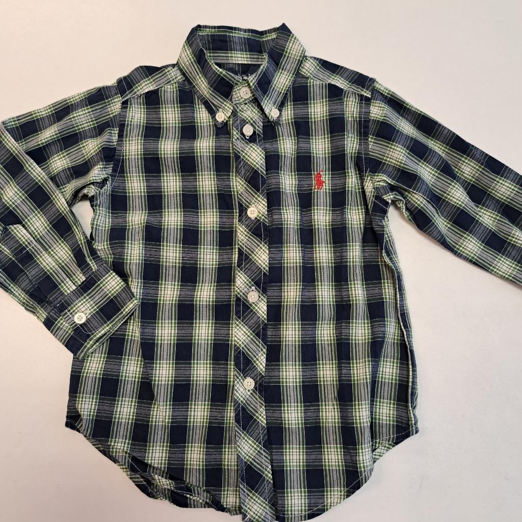 Ralph Lauren overhemd blauw groen geruit + rood 98 3jr 46561, ., Overhemd of Blouse, Ophalen of Verzenden, Zo goed als nieuw
