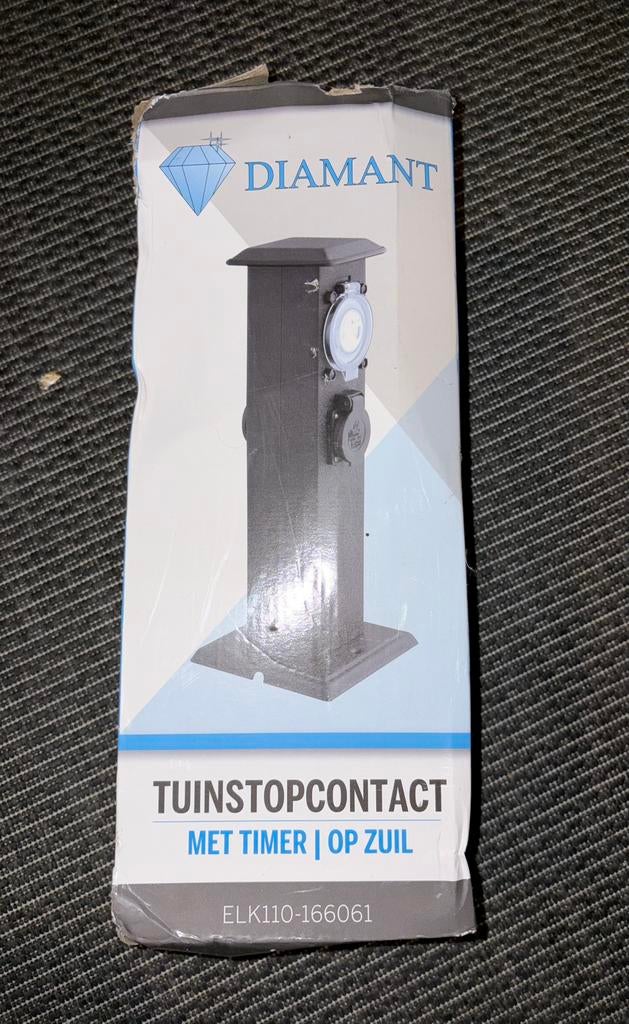 Tuinstopcontact met timer op zuil, Ophalen, Overige typen, Nieuw, Netvoeding