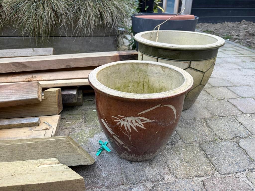 bloempotten voor buiten, Kunststof, Gebruikt, Rond, Minder dan 40 cm