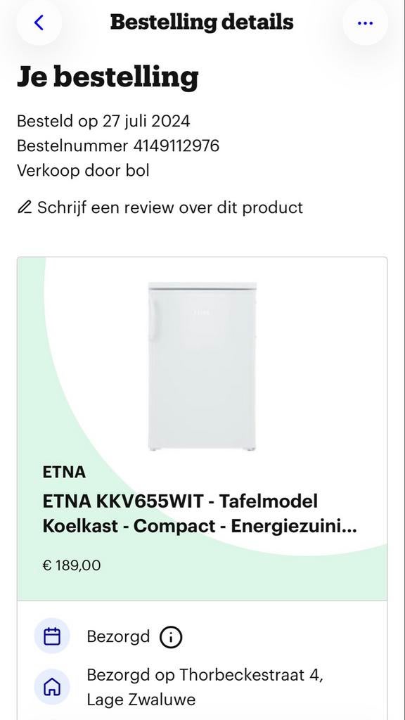Etna KKV655WIT Tafelmodel Koelkast -ZGAN incl 4 mnd garantie, Witgoed en Apparatuur, Koelkasten en IJskasten, Zo goed als nieuw