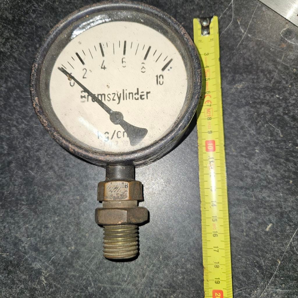 Oude Stoomtrein Remdruk Meter - Vintage Manometer, Ophalen of Verzenden