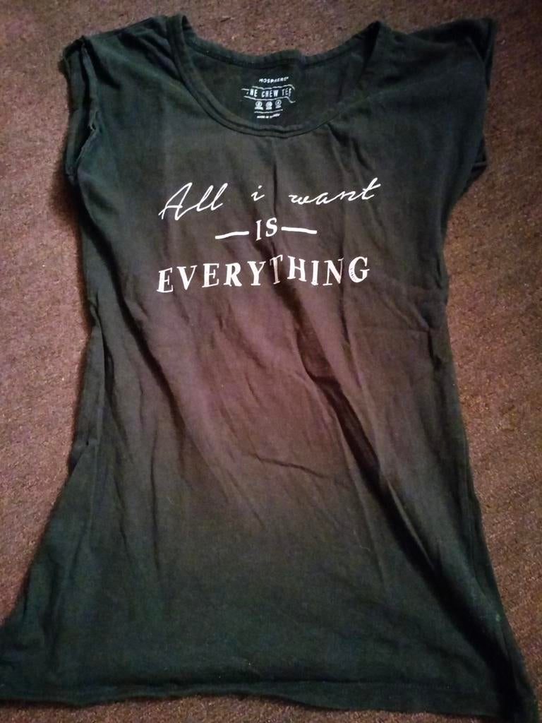 Zwart T-shirt met 'All I want is EVERYTHING' print, Atmosphere, Zwart, Ophalen of Verzenden, Korte mouw