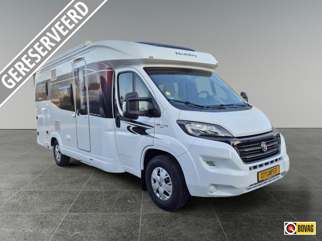 Hobby Optima De Luxe 65 GE Lengtebedden / Topstaat !, Caravans en Kamperen, Campers, Standaard zit, Fiat, Hobby, Hordeur