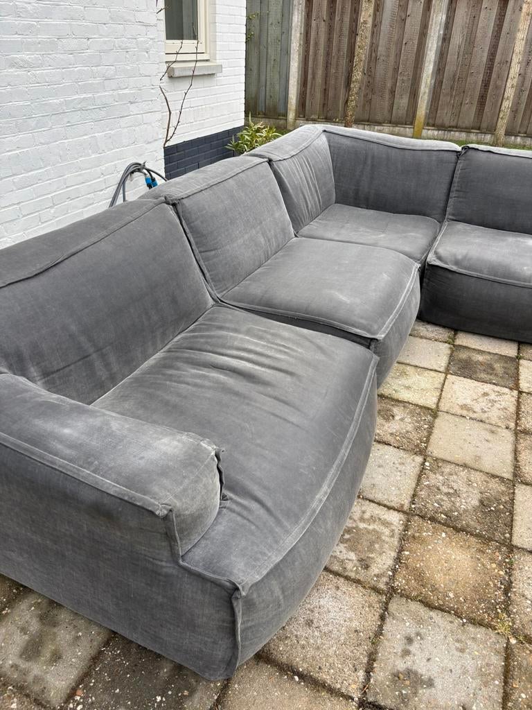 Hoek bank grijs gratis af te halen, Ophalen, Zo goed als nieuw, Vierpersoons of meer