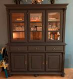 Donkerblauwe houten buffetkast in 2 delen: B170 H208 D50 cm, Ophalen, Gebruikt, Met deur(en), 200 cm of meer