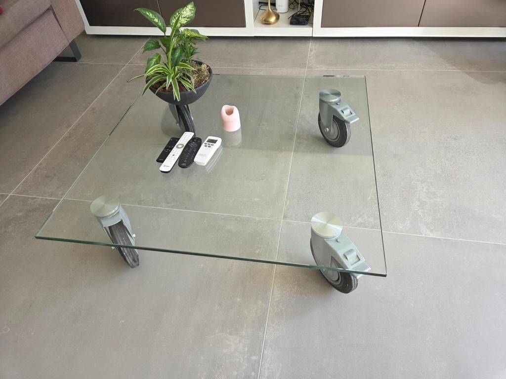 Salontafel  op wielen Gae Aulenti, Huis en Inrichting, Ophalen, Strak modern, 50 tot 100 cm, Vierkant
