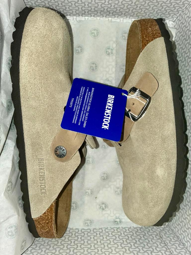 Birkenstock Boston Braided instappers zandkleur mt 39 NIEUW, Ophalen of Verzenden, Nieuw, Beige, Instappers