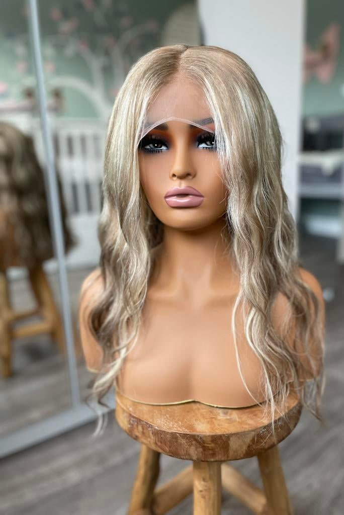 Pruik glueless wig 100% human virgin hair blind highlights, I, Nieuw, Ophalen of Verzenden, Pruik of Haarverlenging