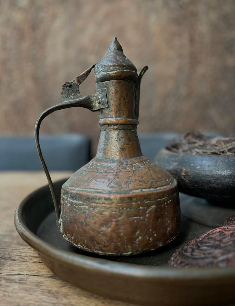 Oude Dallah Turkse koffiepot koffiekan sober sleets imperfec, Ophalen of Verzenden