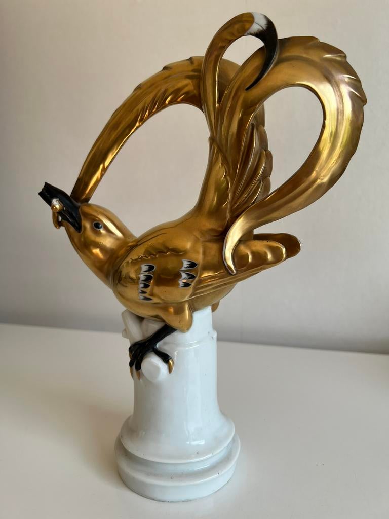 Vintage Porselein Gouden Paradijsvogel Volkstedt Rudolstadt, Ophalen of Verzenden