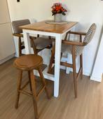 Bartafel set met 2 stoelen + kruk (hout), Ophalen, 100 tot 150 cm, 50 tot 100 cm, Zo goed als nieuw