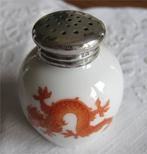 Porseleinen zoutpotje met zilveren dop, Ophalen of Verzenden