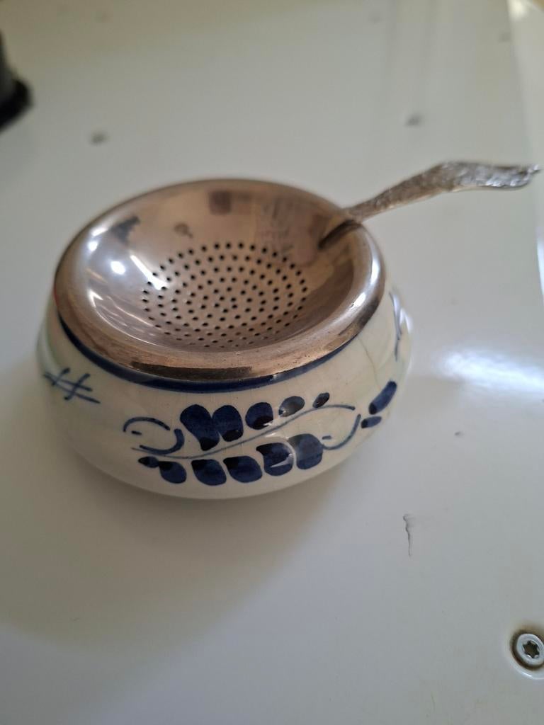 Vintage theezeefje met Delfts blauw decor, jaren '50, Ophalen