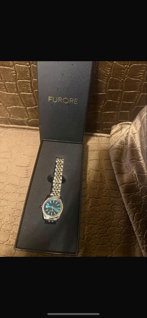 Furore Dameshorloge met Strass en Tweekleurige Band, Sieraden, Tassen en Uiterlijk, Horloges | Dames, Overige merken, Staal, Staal