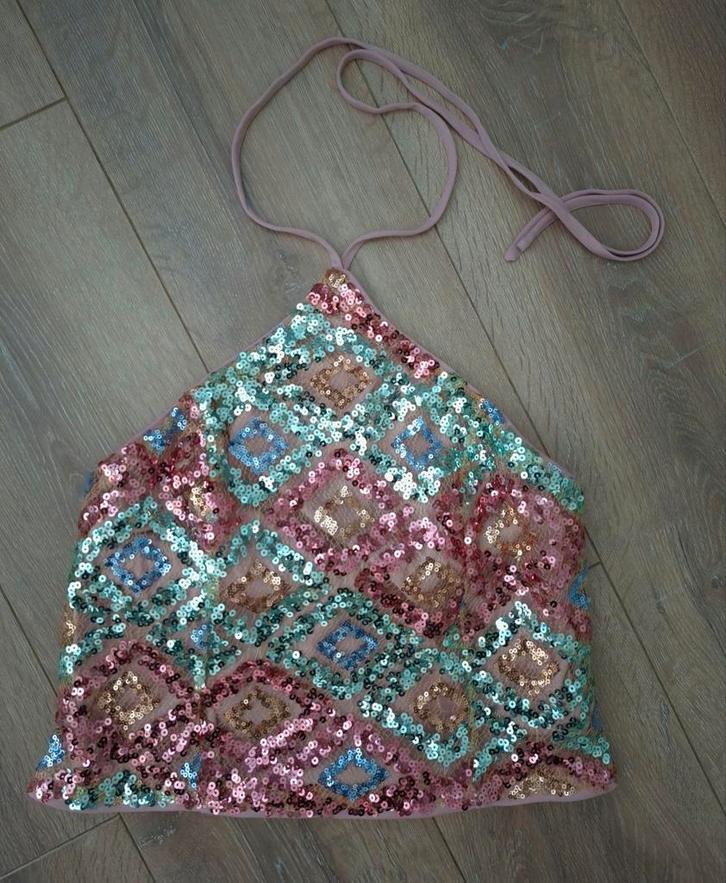 Glitter top M, Kleding | Dames, Tops, Nieuw, Maat 38/40 (M), Roze, Zonder mouw, Ophalen of Verzenden