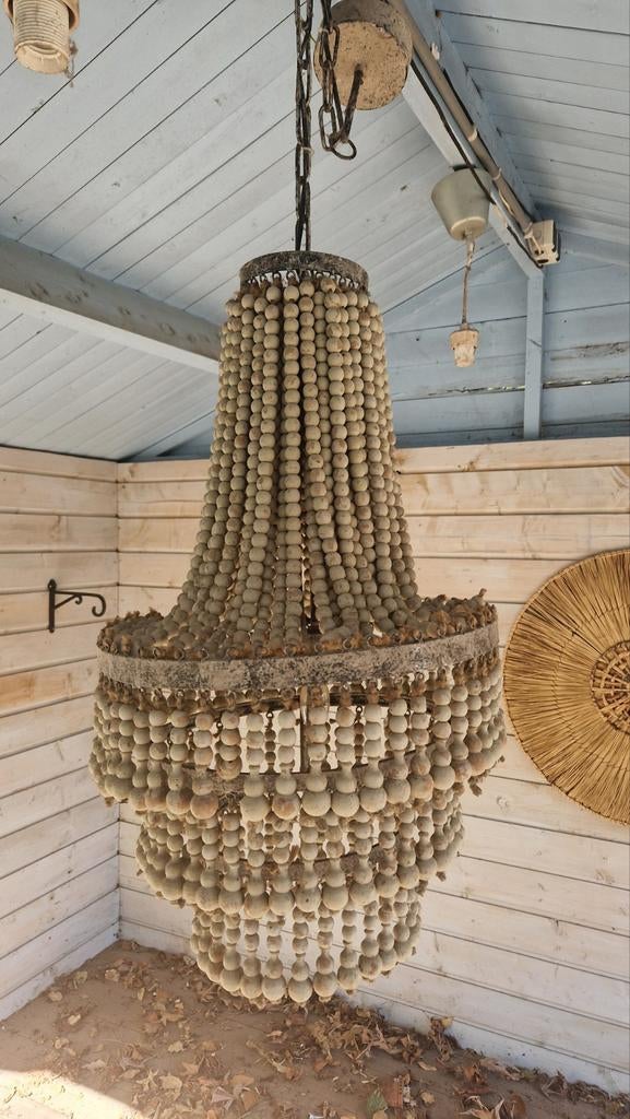 PTMD Houten Kroonluchter - Rustieke Hanglamp, Ophalen of Verzenden, Gebruikt, Hout, Rustiek, Landelijk, Bohemian
