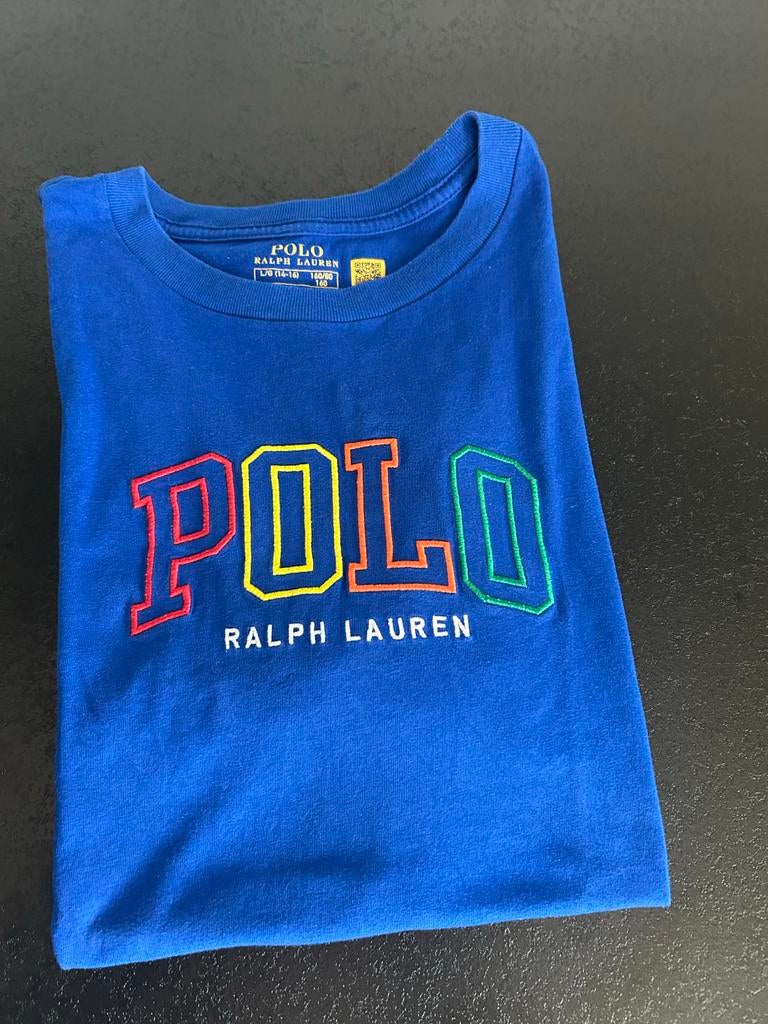 Ralph Lauren T-shirt Blauw Maat 14/16 maat 164/S, Ophalen of Verzenden, Zo goed als nieuw, Jongen of Meisje, Shirt of Longsleeve