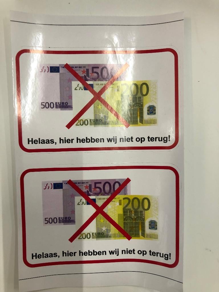 Raamsticker 200 / 500 euro biljetten, Ophalen of Verzenden, Nieuw