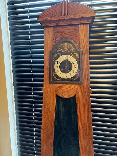 Art Nouveau eikenhouten kast met meerkleurig glas, rond 1900, Ophalen