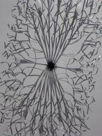 Mooie unieke zilverkleurige metalen hanglamp eettafel lamp, Ophalen, Metaal, 50 tot 75 cm