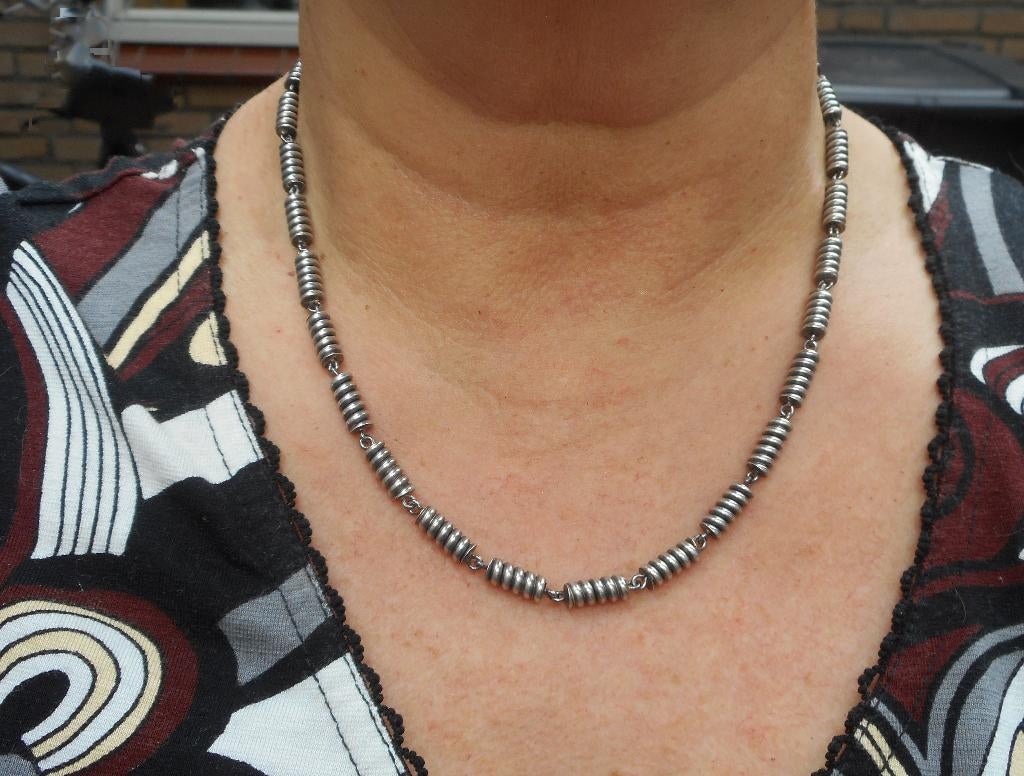 Zilveren zware wokkelschakel ketting nr.543