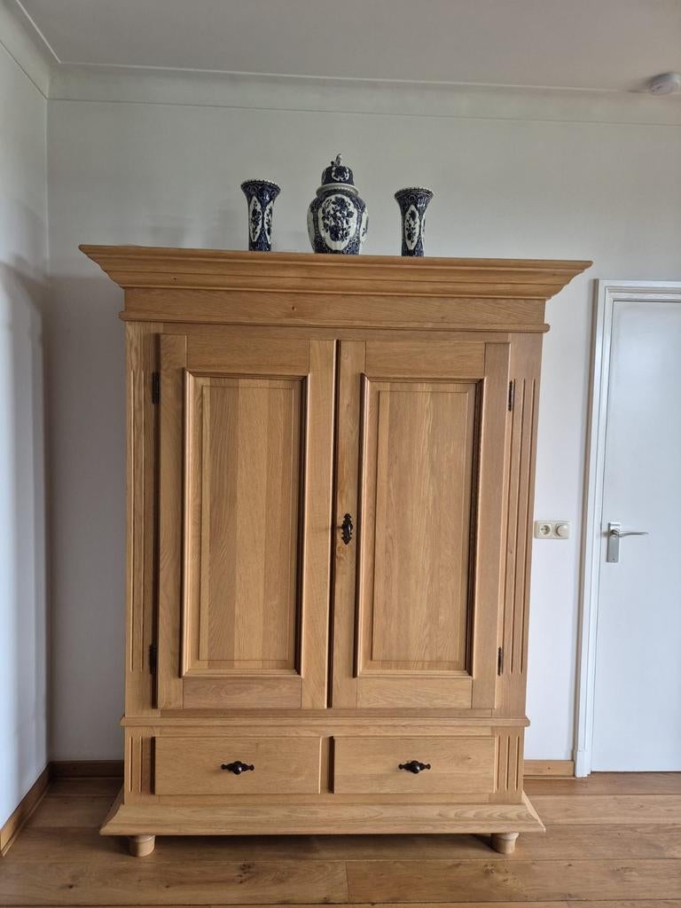 Houten kast met 2 laden, Ophalen, Gebruikt, 200 cm of meer, Eikenhout