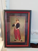 Lijst plus prent (fluitspeler), Antiek en Kunst, Ophalen of Verzenden