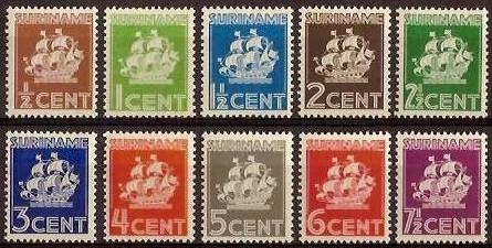 Suriname 157-166 Ongebruikt met Gom, Verzenden, Postfris