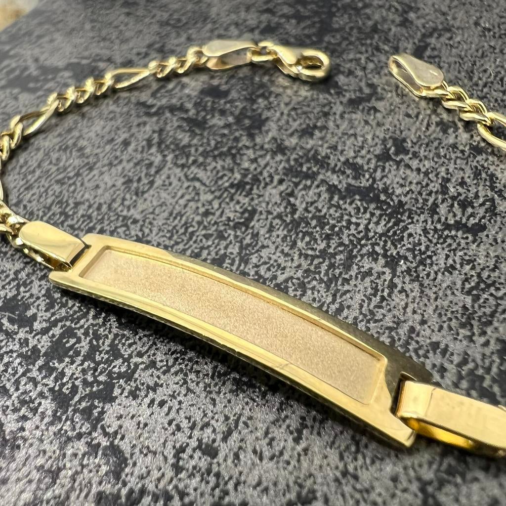 14 karaat gouden baby armband incl graveren, Sieraden, Tassen en Uiterlijk, Armbanden, Ophalen of Verzenden, Nieuw, Goud