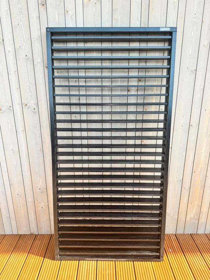 Shutter Schutting | Keruing | Zwart Gecoat | FSC, Tuin en Terras, Tuinschermen, Zo goed als nieuw, Hout, 150 tot 200 cm, Minder dan 100 cm