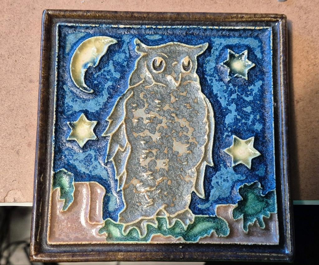 Tegeltje met uiltje (oud), Antiek en Kunst, Antiek | Wandborden en Tegels, Ophalen
