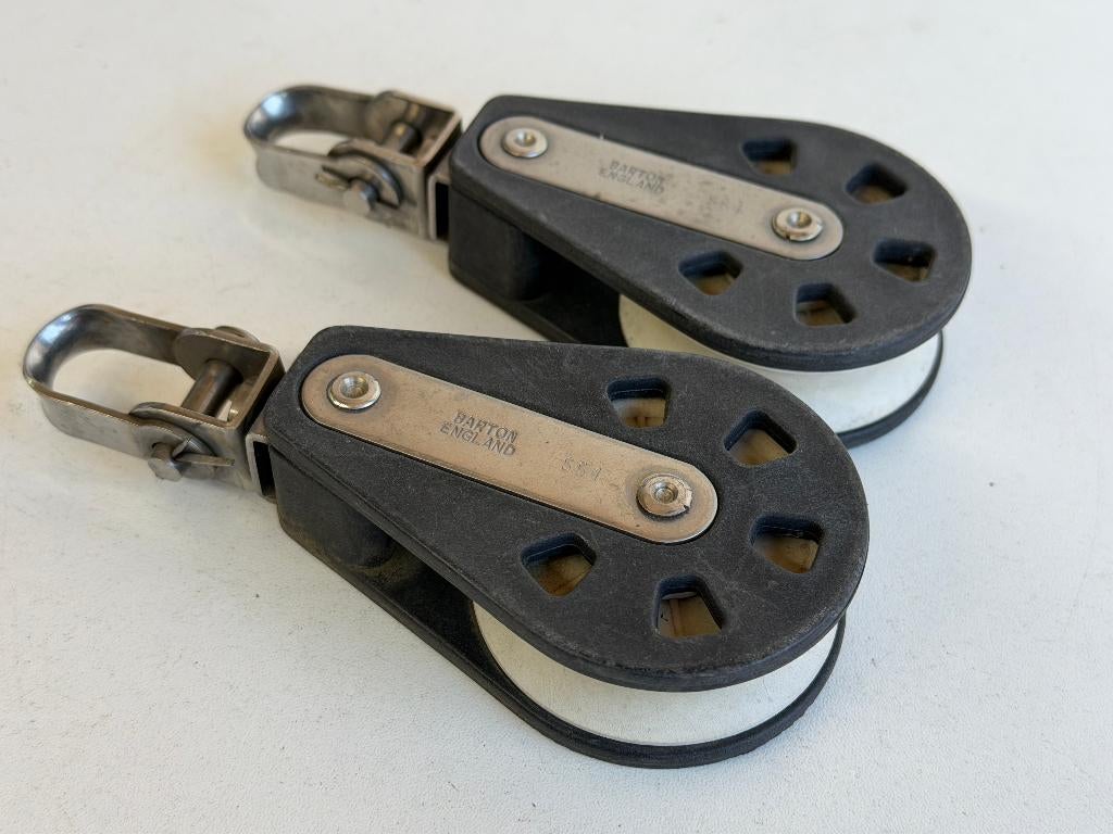 Barton 1 schijfs blok met wartel 58 mm tot 14 mm lijn, Ophalen of Verzenden, Gebruikt, Lijn of Blok