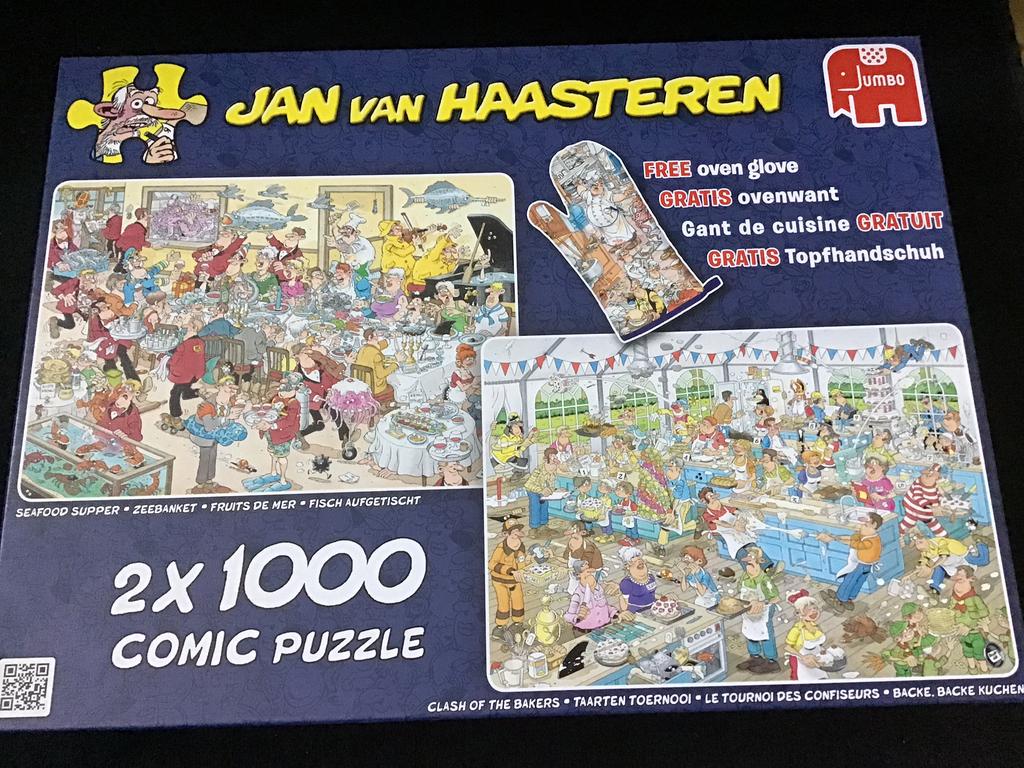 Jan van Haasteren Puzzel, Zeebanket+Taarten Toernooi 2x1000, Ophalen of Verzenden, 500 t/m 1500 stukjes, Zo goed als nieuw