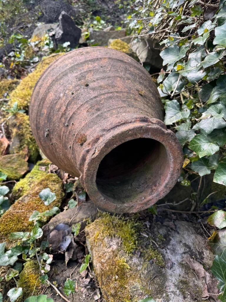 Grote oude terracotta kruik / pot – authentiek tuinornament, Tuin en Terras, Tuinvazen, Ophalen, Gebruikt