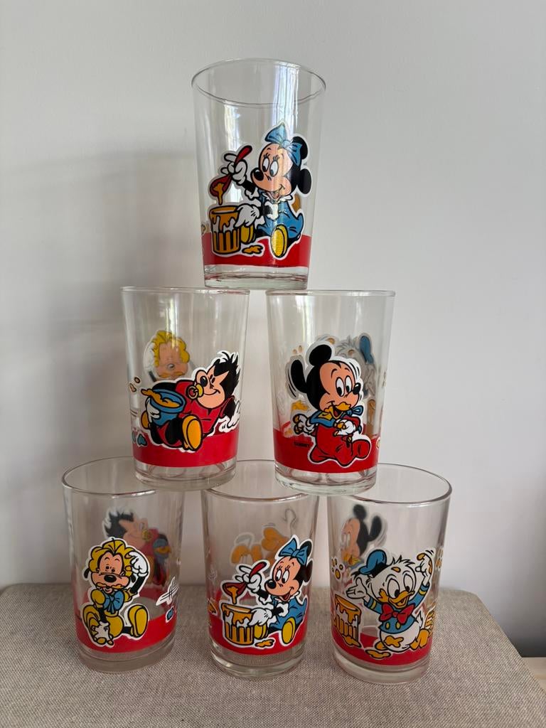 Vintage Disney limonade glazen jaren 70-80, Ophalen of Verzenden, Mickey Mouse, Zo goed als nieuw, Overige typen
