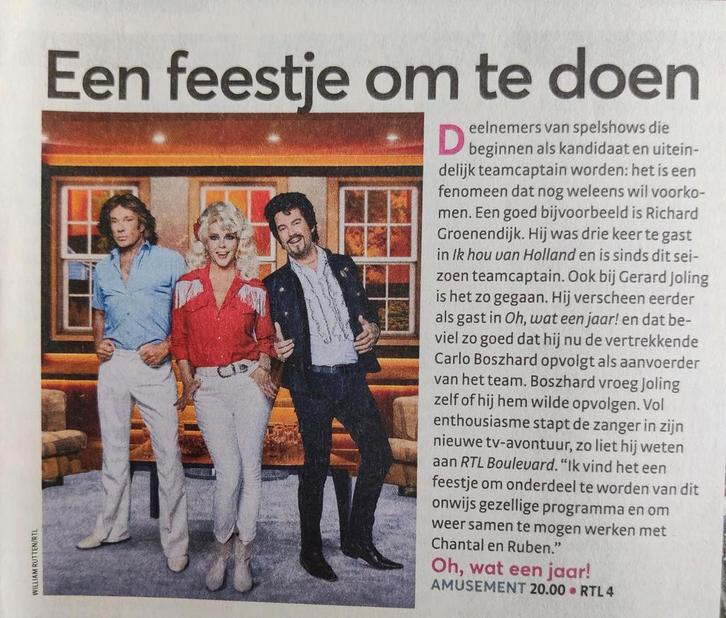 Oh wat een jaar met Gerard Joling Chantal en Ruben uit 2023, Verzamelen, Tijdschriften, Kranten en Knipsels, Knipsel(s), Nederland